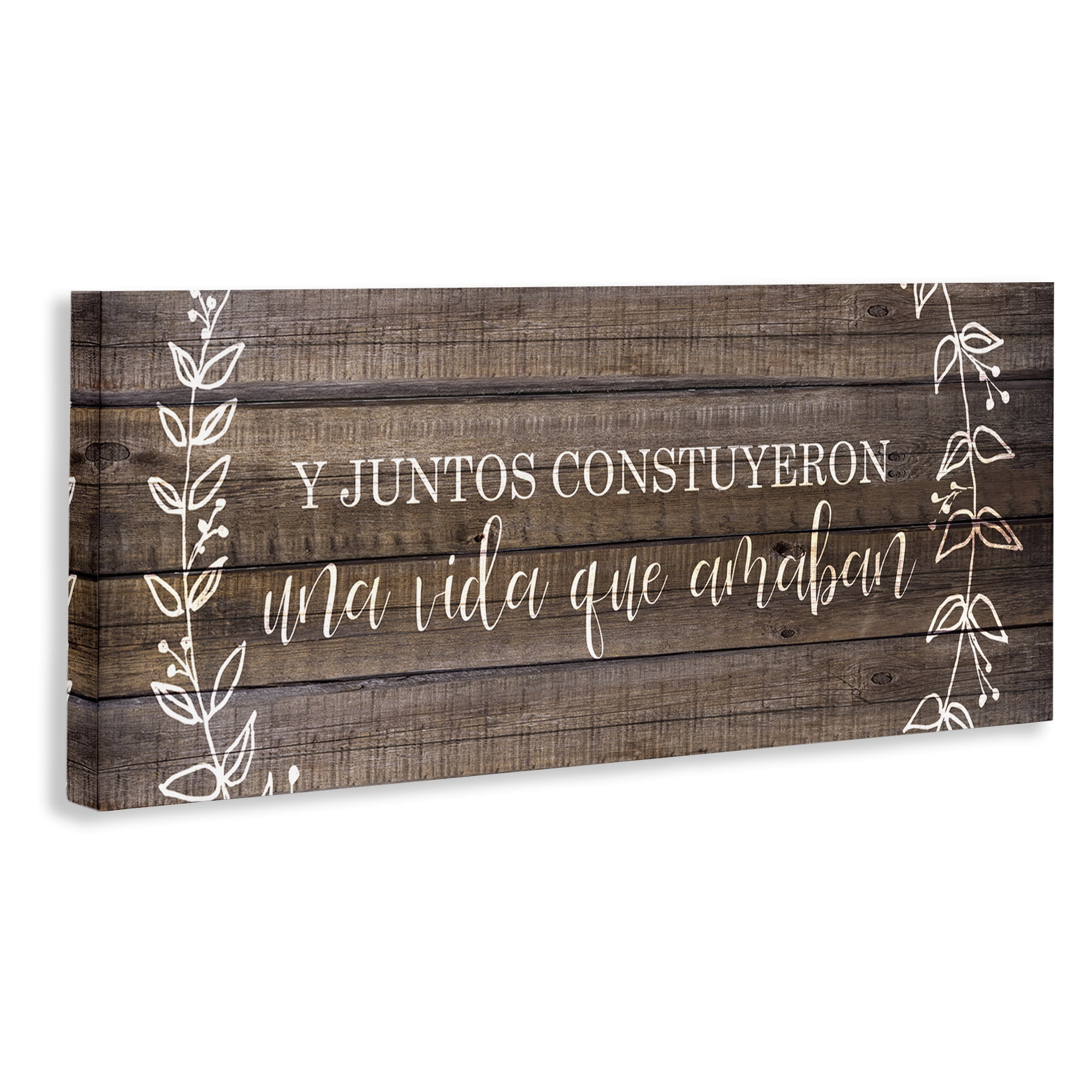 Stupell Industries Una Vida Construida en Amor Inspirational Quotes & Sayings Painting Wrapped Canvas Art Print Wall Art, 40 x 17
