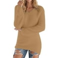 thumbnail image 2 of Otntypg Plus Size Womens Fluffy Fuzzy Jumper Sweater Winter Plush Thick Warm Long Sleeve V Neck Fleece Pullover Tops Fashion Oversized Soft Cozy Thermal Sweaters Khaki XXXL, 2 of 8