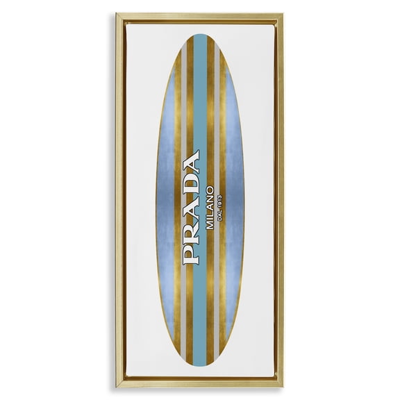 Stupell Industries Art Deco Fashion Glam Surfboard Gold Floating Frame Canvas Art, 11 x 25, by Madeline Blake