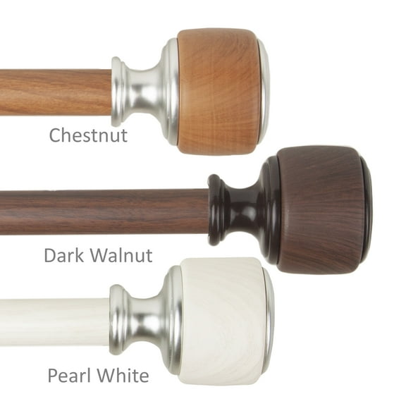 1 inch Vinny Faux Wood Curtain Rod 160-240" - Dark Walnut