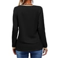thumbnail image 2 of Langwyqu Slim Fit Women Long Sleeved V-Neck Shirt Tops, 2 of 5