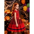 thumbnail image 3 of Hulaha Girls Red Punk Dress Kids Party Dress Costume with Wig, 3 of 5