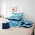 thumbnail image 5 of meiyoeat Beach Vacation Shark Starfish Twin Bedding for Kids Boys Girls, Summer Palm Tree Bedding Comforter Set, Blue, Blue Reversible, 7pcs, 5 of 6