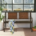thumbnail image 3 of Gymax Garden Bench Loveseat Park Patio Yard Outdoor w/ Rattan Back Steel Frame, 3 of 7