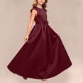 thumbnail image 7 of ITSAME Girls Formal A-Line Dress with Pockets Round Neck Bow Belt Wedding Party Pageant Gown Red Size 3T, 7 of 7