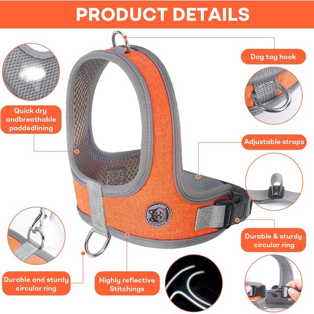 Yhmxh Breathable No-Pull Dog With Reflective Leash Set Soft Cationic Mesh For Small Dogs