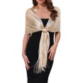 thumbnail image 1 of Chales y envolturas para mujeres Inspire Chic para vestidos de noche, brillante, chispeante y elegante con hebilla 74.8x17.7" (LxA) Champagne (Oro), 1 of 6