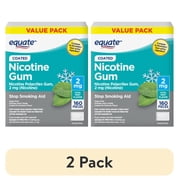 (2 pack) Equate Coated Nicotine Polacrilex Gum 2 mg, Stop Smoking Aid, Mint Flavor, 160 Count