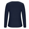 thumbnail image 4 of Jalioing Womens Plus Size Ribbed Undershirt Button Crew Neck Pullover Top Long Sleeved Slim Bottom Shirt (X-Large, Navy), 4 of 4