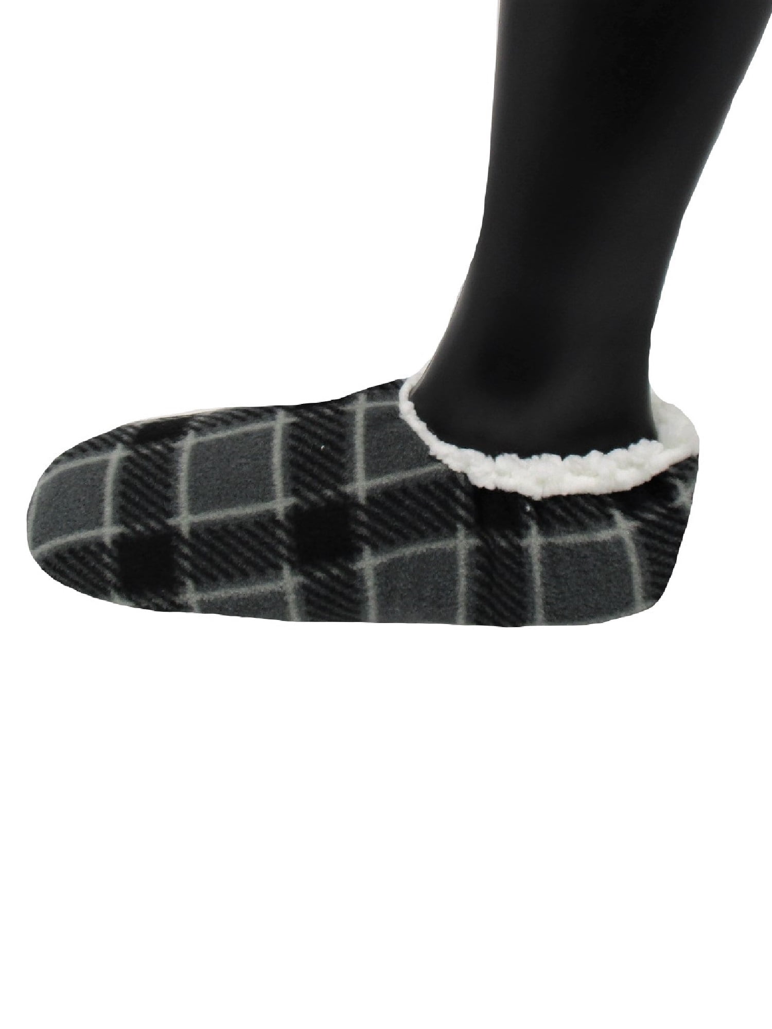 Fuzzy Babba Men's Gray Plaid Slipper Socks, Sizes M/L-L/XL