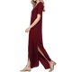 thumbnail image 2 of Vestido largo holgado con cuello en V y bolsillo a juego, color rojo vino, 2 of 4