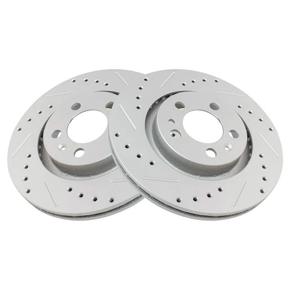 TRQ Front Performance Brake Rotors Set Premium G-Coated Cross Drilled & Slotted Fits Select 1998-2010 Volkswagen Beetle 1999-2006 Golf 1999-2005 Jetta