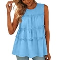 thumbnail image 4 of BUIGTTKLOP Womens Babydoll Tank Tops Sleeveless Pleated Scoop Neck Cotton Loose Flowy Blouse Shirts, 4 of 5