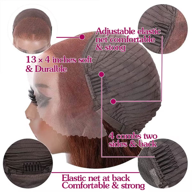 14 Inch Reddish Brown Short Bob Wig Human Hair 13x4 Lace  display picture 3