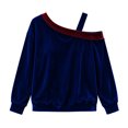 thumbnail image 6 of Tumotour Cold Shoulder Top for Women's Velvet Pullover Long Sleeve Top Fall Tunic Blouses with a Contrasting Bow at the Neckline, 6 of 8