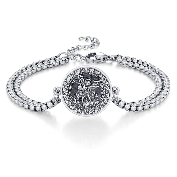 925 Sterling Silver St Michael Bracelet Catholic Religious Bracelet for Men and Women Jewelry Gift