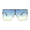 thumbnail image 1 of Oversize Shield Square Rimless Rectangle Flat Top Sunglasses Gold Green Yellow, 1 of 4