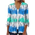 thumbnail image 5 of Sksloeg Cardigan 3/4 Sleeve for Women Casual Drape Open Front Kimonos Lightweight Summer Cardigan with Pocket Color Block Button Down Sweaters Duster,Multicolor L, 5 of 5