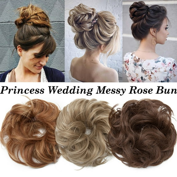 Benehair Hair Extension Wrap Messy Hair Bun Curly Ponytail Hairpiece Updo Extensions Scrunchies for Women Ash Blonde