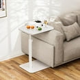 thumbnail image 3 of Heavy Metal Base Swivel TV Tray for Couch, Adjustable Height C-Shaped End Table for Sofa Bed Bathroom Study, 3 of 6