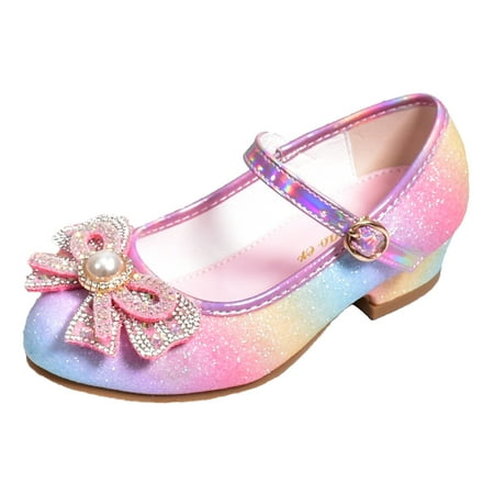 

SXcggal Children Shoes With Diamond Shiny Sandals Princess Shoes Bow High Heels Show Princess Shoes Fashionable Indoor Shoes Kids Slippers