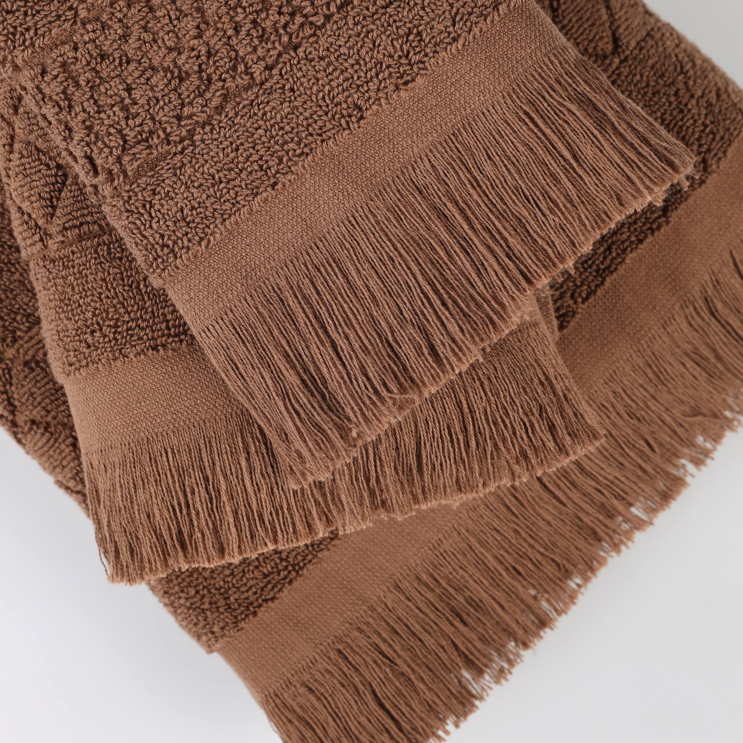Superior Rolla Cotton Geometric Soft 8 Piece Towel Set, Chocolate