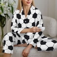 thumbnail image 6 of Fotbe Soccer Ball Pattern Long Sleeve Pajama Set for Women,Sleepwear Set,2-piece Loungewear Set,Soft PJs Comfy Nightwear with Pockets -Medium, 6 of 7