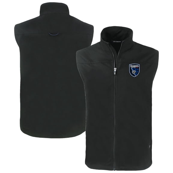 Men's Cutter & Buck Black San Jose Earthquakes Big & Tall Charter Eco Recycled Full-Zip Vest