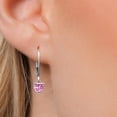 thumbnail image 3 of Gem Stone King 14K White Gold Pink Moissanite Earrings for Women | 1.00 Cttw | Gemstone Birthstone | Heart Shape 5MM, 3 of 6