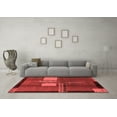 thumbnail image 3 of Ahgly Company Machine Washable Indoor Round Abstract Red Modern Area Rugs, 3' Round, 3 of 4