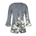 thumbnail image 5 of CYMMPU Floral Printed 3/4 Sleeve Tunic Tops Fall Trendy Shirts Spring Tops Loose Fit Blouses for Women Dressy Casual Button V Neck Flare Sleeve Empire Waist A Line T-Shirts S, 5 of 5