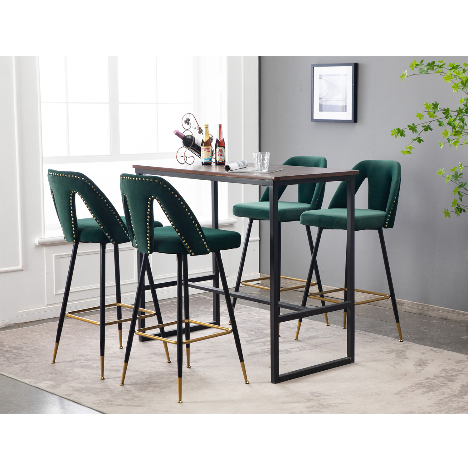 Kadyn 28 Inch Bar Stools, Velvet Counter Height Stools Set of 2, Modern Bar Chairs with Back for Dining Room, Green Kadyn 28 Inch Bar Stools, Velvet Counter Height Stools Set of 2, Modern Bar Chairs with Back for Dining Room, Green