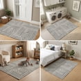 thumbnail image 5 of Area Rugs 4'x6'. Black Boho Carpet Runner Indoor Outdoor Rugs Home Decor Aesthetic, Abstract Geometric Curves Lines Modern Non Slip Mats Washable Accent Rug for Living Room Bedroom, 5 of 8