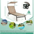 thumbnail image 3 of Costway 2 PCS Outdoor Chaise Lounge Chair with Sunshade 6-Level Adjustable Recliner Brown, 3 of 9