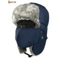 thumbnail image 2 of Spencer Winter Trapper Trooper Hat Windproof Thermal Russian Ushanka Hat with Ear Flap Mask for Men Women Hunting Outdoor Warm Hats, Navy, 2 of 8