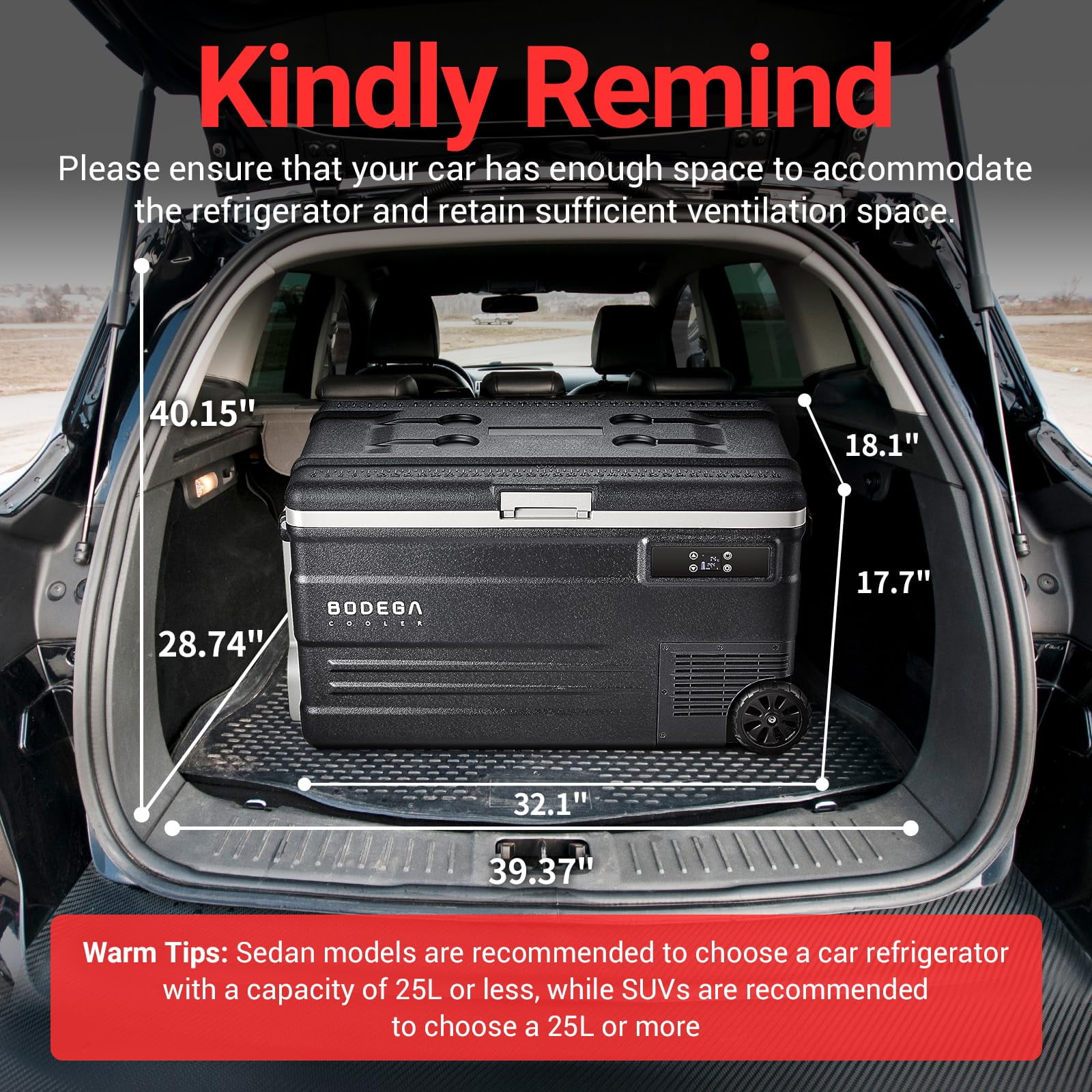 BODEGA 12 Volt Car Refrigerator 80 Quarts Portable Fridge 75L RV Freezer Single Zone,with APP Control,-4℉-68℉ Car Cooler,12/24V DC & 100-240V AC for Travel, Camping,Outdoor,Truck,SUV