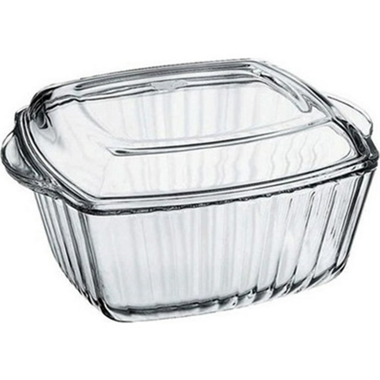 Glass Fluted Casserole Dish with Lid, Large Ovenware Cookware, Baking Dish  for Oven, 88oz 