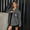 thumbnail image 5 of Women's Gameday Couture Black Kentucky Wildcats Oversized Style's the Limit Micro-Rhinestone Stripe Washed Denim Button, 5 of 6