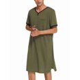 thumbnail image 4 of Ekouaer Mens Nightshirt Short Sleeve Henley Sleep Shirt Solid Nightgown Comfyon Nightwear, 4 of 6