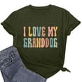 thumbnail image 5 of Lovskoo 2024 Summer Tops Womens Fashion Short Sleeve Round Neck Trendy "I Love My Granddog" Printed T-Shirt Casual Loose Shirt Tops Olive Green L, 5 of 7