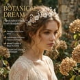 thumbnail image 3 of MIALLO Elegant White Polymer Clay Flower Headband With Gold Metal Leaf, Boho Bridal Hair Hoop for Wedding and Daily Look, 3 of 9