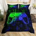 thumbnail image 2 of Erosebridal Video Game Comforter Cover Twin,Green Blue Bedding Twin Size,Futuristic Cubes Duvet Cover Twin,Microfiber Gamepads Room Decorative(No Comforter),Reversible,3pcs, 2 of 7