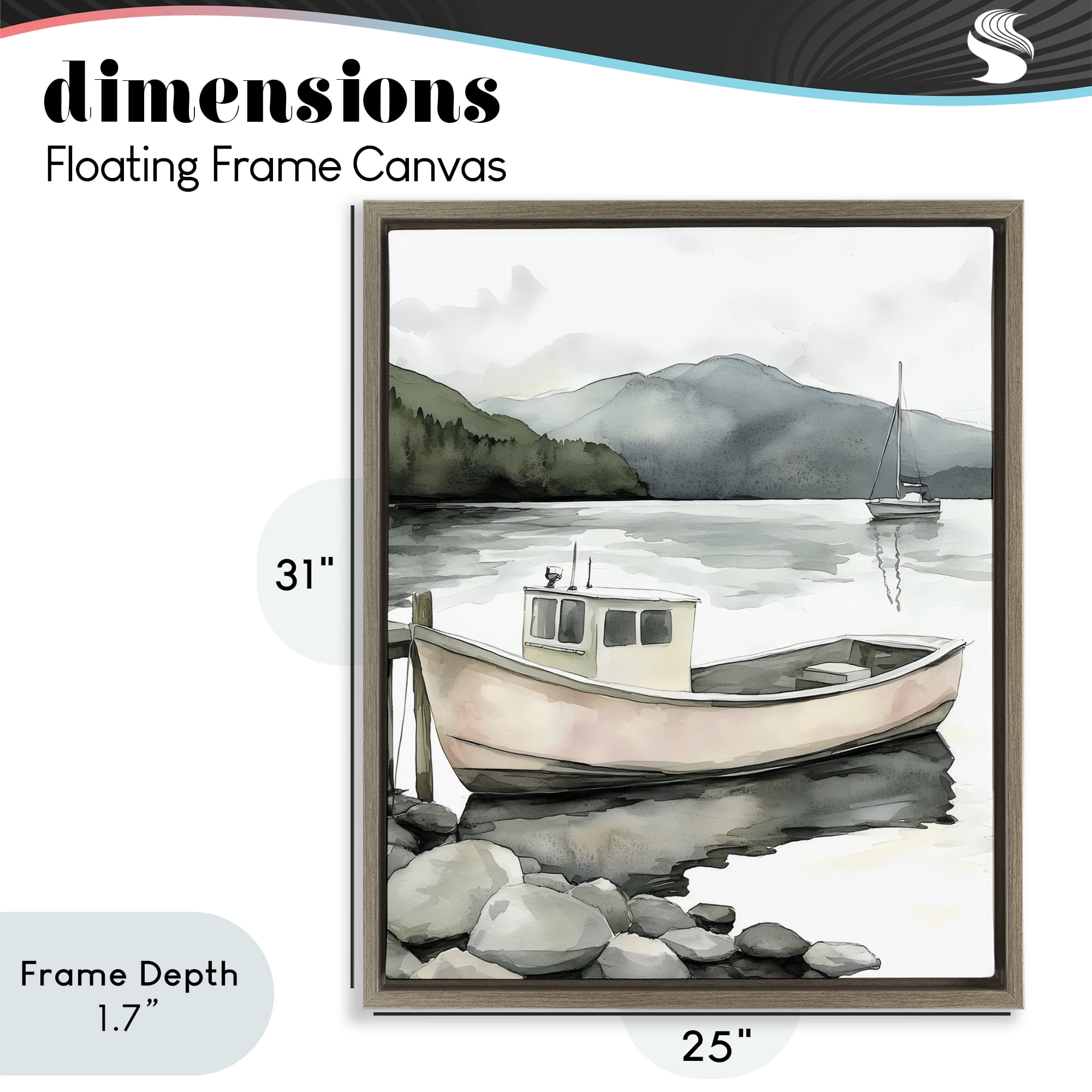 Stupell Industries Coastal Calm Docked Boat Brown Framed Floater Canvas Wall Art, design by Riley B
