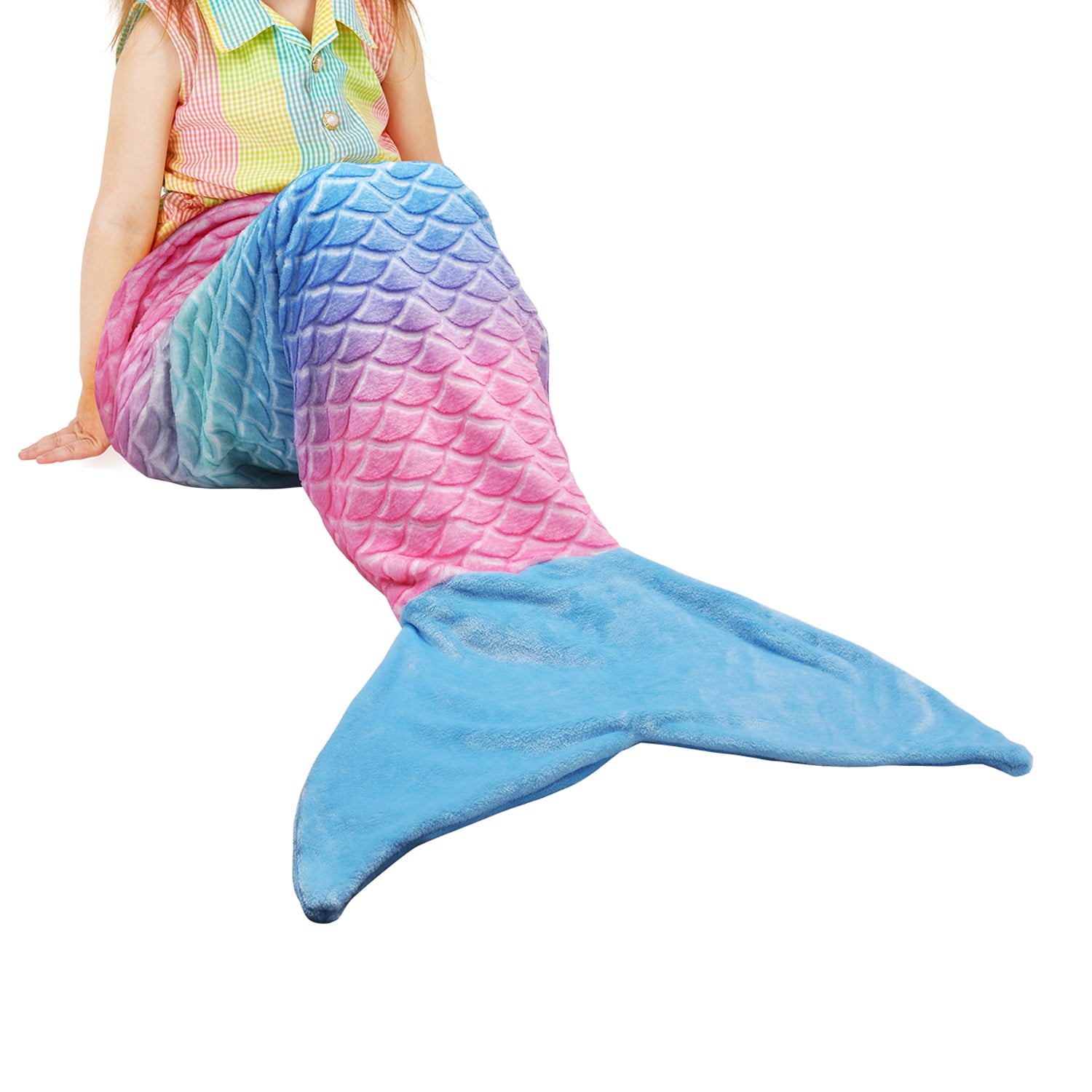 Best Gifts for Girls,17×39 Viviland Kids Mermaid Tail Blanket for Girls Toddlers Teens,All Seasons Super Comfty Flannel Fleece Mermaid Sleeping Bag,Rainbow Mermaid Blanket