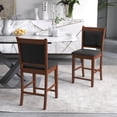 thumbnail image 4 of Gymax Upholstered Counter Stool Set of 2 w/ Solid Rubber Wood Frame Ergonomic Backrest, 4 of 8