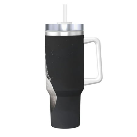 

Logiee Astronaut Sitting On Mercury Planet Print 40OZ Ice Bully Cup with Handle and Straw Double Wall Stainless Steel Tumbler Travel Coffee Cup with Lid Summer Insulation and Cooling Cup