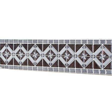 Tales Border - Diamond Tile Peel & Stick Backsplash Border Set - 8 Pack, Black And White