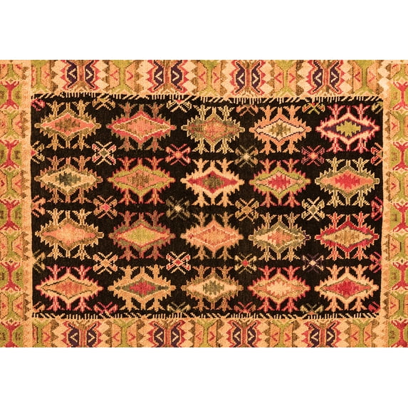 Ahgly Company Indoor Rectangle Abstract Orange Modern Area Rugs, 4' x 6'