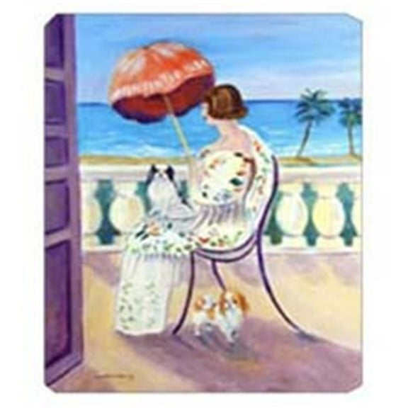 8 x 9.5 in. Lady with her Japanese Chin Mouse Pad, Hot Pad or Trivet
