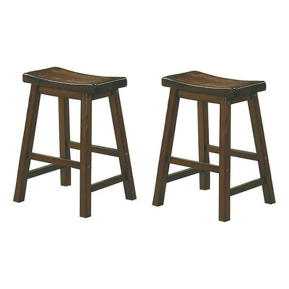 Pemberly Row 23.5" Contemporary Solid Wood Counter Stool in Cherry (Set of 2)